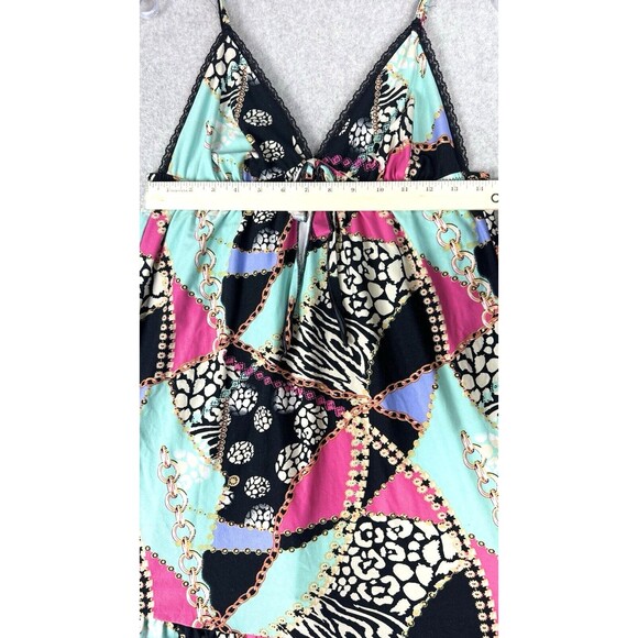 Kathryn Mini Dress Womens Medium Triangle Top Boho Strappy Ruffle Trim Sundress - Picture 7 of 15